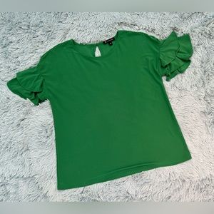 INC International Concepts green flutter sleeve top
